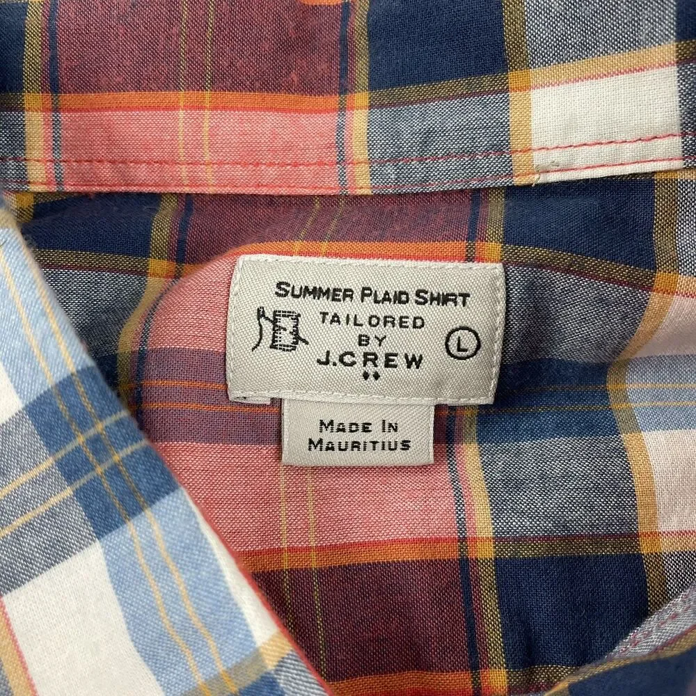 J. Crew Long Sleeve Button-Down Shirt Summer Plaid Tailored by J.Crew Mens Sz L